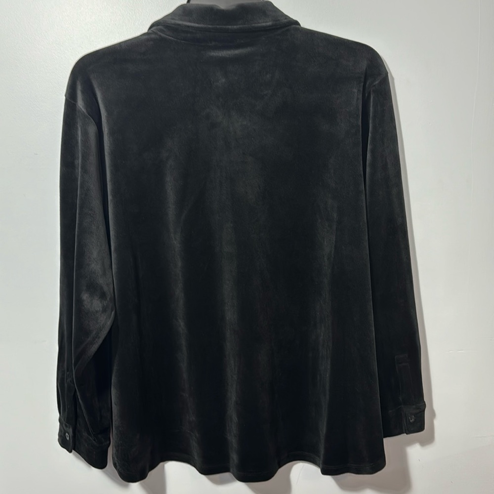Calvin Klein Black Velour Button Front Shirts in Size 1X & 2x - Picture 6 of 12